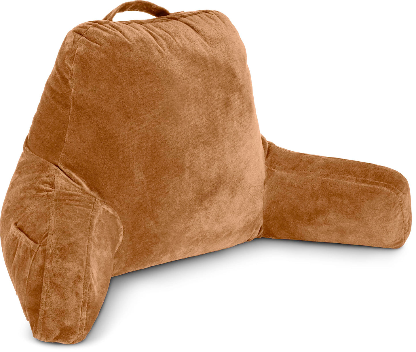 Kaymarli XX-Large Reading Pillow with Arms and Neck Roll, Shredded Memory Foam Bed Rest Pillow with Removable Cover and Side Pockets, Grey