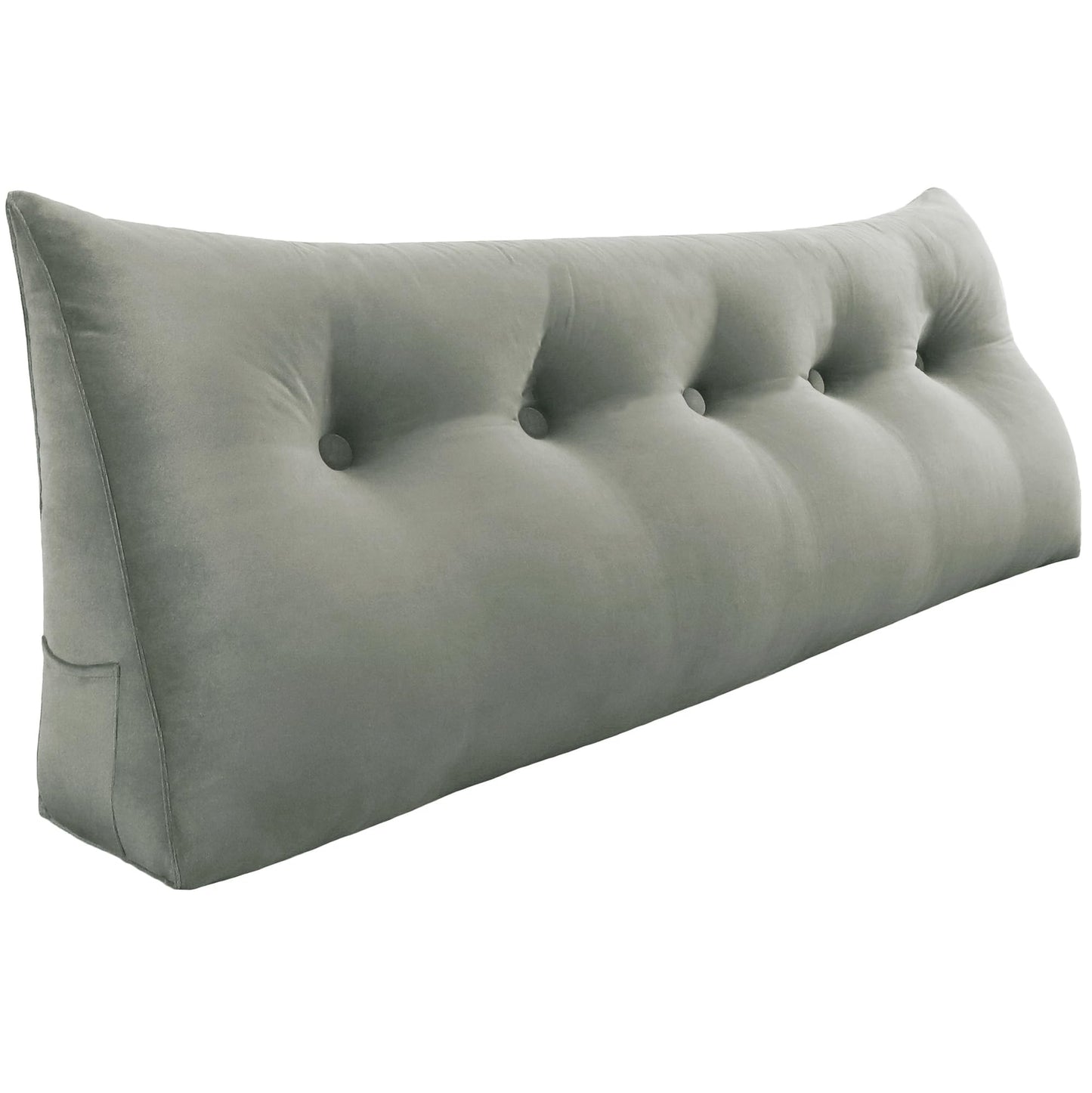 Kaymarli Queen Size Wedge Headboard Pillow with Side Pockets, Velvet Back Support Reading Pillow with Removable Washable Cover