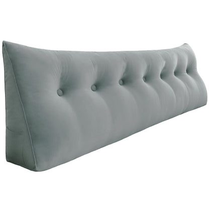 Kaymarli Queen Size Wedge Headboard Pillow with Side Pockets, Velvet Back Support Reading Pillow with Removable Washable Cover