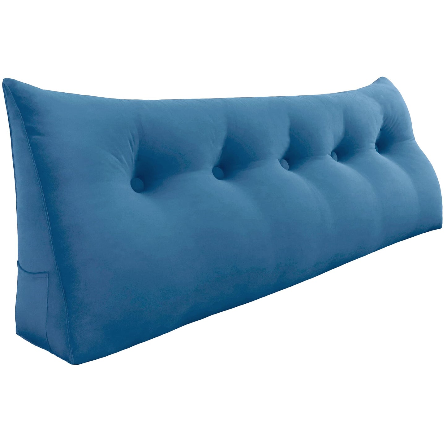 Kaymarli Queen Size Wedge Headboard Pillow with Side Pockets, Velvet Back Support Reading Pillow with Removable Washable Cover