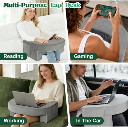Kaymarli Adjustable 3-Piece Reading Wedge Pillow Set with Laptop Tray, Modular Bed Rest Support System with Side Pockets