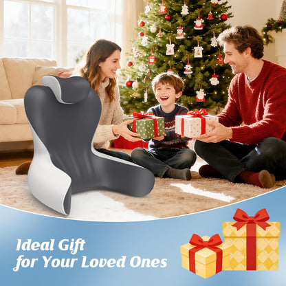 Kaymarli Queen Size Memory Foam Reading Pillow with Detachable Neck Roll, Bed Rest Back Support Pillow with Arms, Grey & White