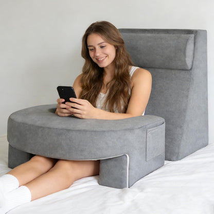 Kaymarli Adjustable 3-Piece Reading Wedge Pillow Set with Laptop Tray, Modular Bed Rest Support System with Side Pockets