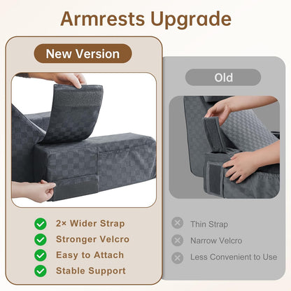 Kaymarli 19-Inch Wedge Reading Pillow with Removable Arms, Bed Rest Back Support Pillow with Side Pockets