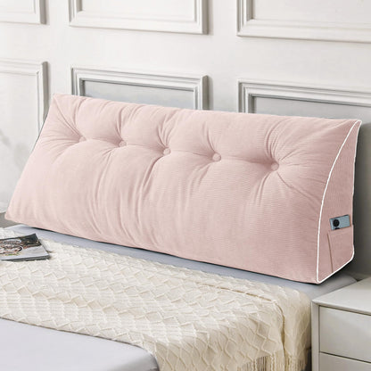 Kaymarli Queen Size Wedge Headboard Pillow Set with 2 Bolster Pillows, Velvet Back Support Reading Pillow with Removable Washable Cover