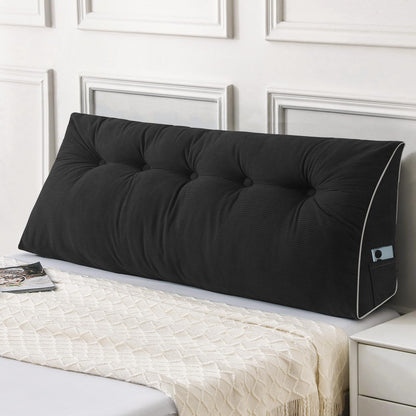 Kaymarli Queen Size Wedge Headboard Pillow Set with 2 Bolster Pillows, Velvet Back Support Reading Pillow with Removable Washable Cover