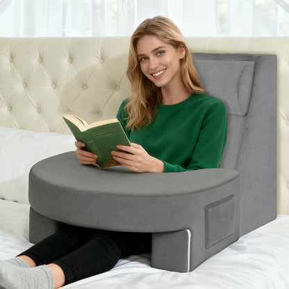 Kaymarli Adjustable 3-Piece Reading Wedge Pillow Set with Laptop Tray, Modular Bed Rest Support System with Side Pockets