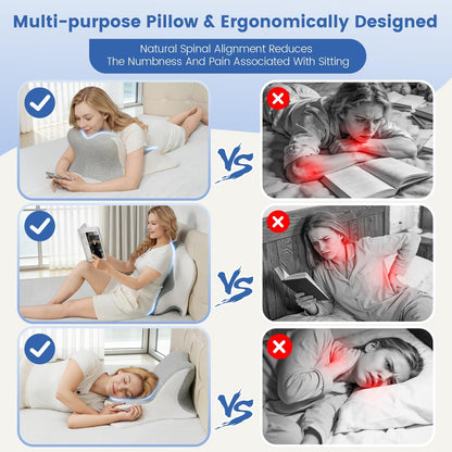 Kaymarli Memory Foam Wedge Reading Pillow with Cooling Ice Silk Cover, Dual-Usage Bed Rest Support Pillow