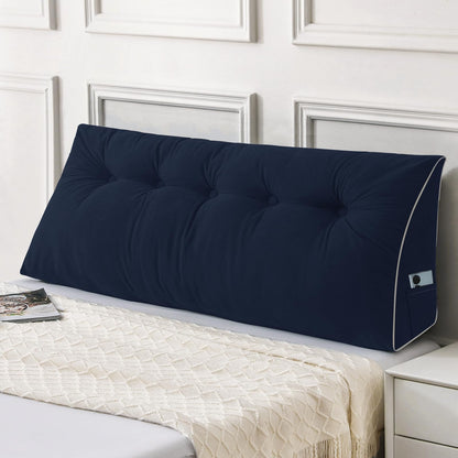 Kaymarli Queen Size Wedge Headboard Pillow Set with 2 Bolster Pillows, Velvet Back Support Reading Pillow with Removable Washable Cover