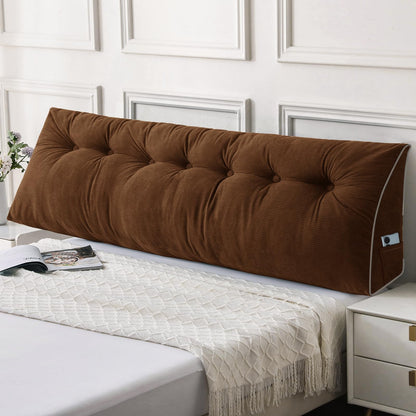 Kaymarli Queen Size Wedge Headboard Pillow Set with 2 Bolster Pillows, Velvet Back Support Reading Pillow with Removable Washable Cover