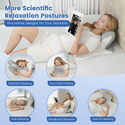 Kaymarli Memory Foam Wedge Reading Pillow with Cooling Ice Silk Cover, Dual-Usage Bed Rest Support Pillow