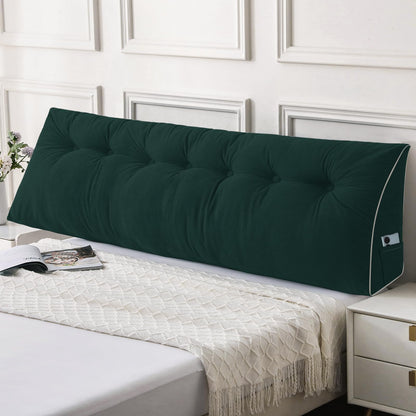 Kaymarli Queen Size Wedge Headboard Pillow Set with 2 Bolster Pillows, Velvet Back Support Reading Pillow with Removable Washable Cover