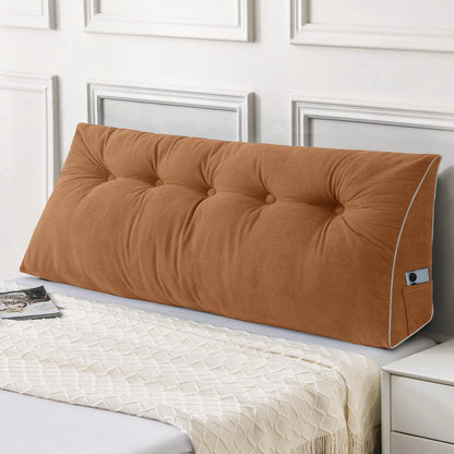 Kaymarli Queen Size Wedge Headboard Pillow Set with 2 Bolster Pillows, Velvet Back Support Reading Pillow with Removable Washable Cover