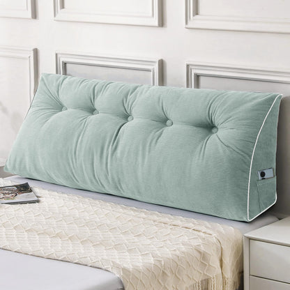 Kaymarli Queen Size Wedge Headboard Pillow Set with 2 Bolster Pillows, Velvet Back Support Reading Pillow with Removable Washable Cover