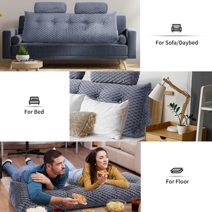 Kaymarli Queen Size Wedge Headboard Pillow Set with 2 Roll Pillows, Velvet Back Support Reading Pillow with Removable Washable Cover