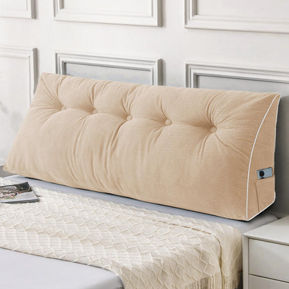 Kaymarli Queen Size Wedge Headboard Pillow Set with 2 Bolster Pillows, Velvet Back Support Reading Pillow with Removable Washable Cover