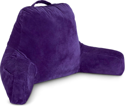 Kaymarli XX-Large Reading Pillow with Arms and Neck Roll, Shredded Memory Foam Bed Rest Pillow with Removable Cover and Side Pockets, Grey
