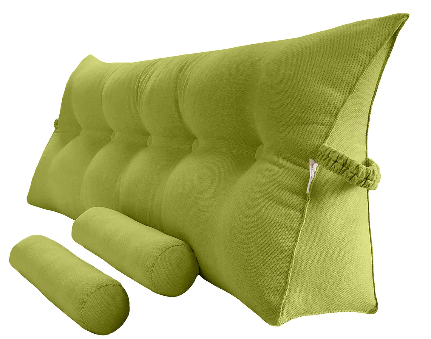 Kaymarli Queen Size Velvet Headboard Wedge Pillow Set with 2 Detachable Neck Rolls and Removable Washable Cover