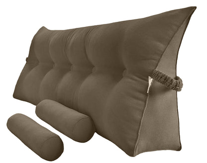 Kaymarli Queen Size Velvet Headboard Wedge Pillow Set with 2 Detachable Neck Rolls and Removable Washable Cover