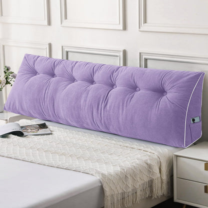 Kaymarli Queen Size Wedge Headboard Pillow Set with 2 Bolster Pillows, Velvet Back Support Reading Pillow with Removable Washable Cover