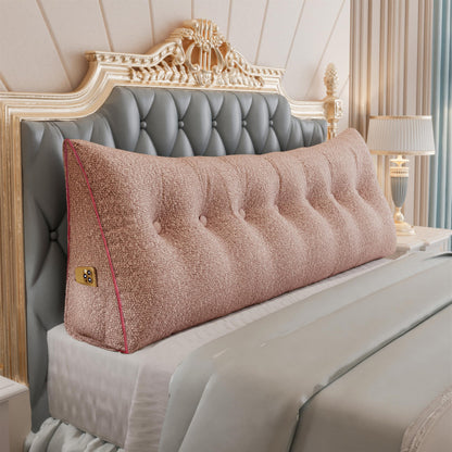 Kaymarli Queen Size Wedge Headboard Pillow with Side Pockets, Velvet Back Support Reading Pillow with Removable Washable Cover