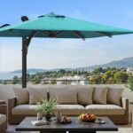 10 x 10 ft Square Offset Patio Umbrella, 360-Degree Rotation and 6-Level Tilt, Blue
