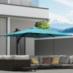  10 x 10 ft Square Offset Patio Umbrella, 360-Degree Rotation and 6-Level Tilt, Blue