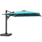 10 x 10 ft Square Offset Patio Umbrella, 360-Degree Rotation and 6-Level Tilt, Blue