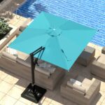 10 x 10 ft Square Offset Patio Umbrella, 360-Degree Rotation and 6-Level Tilt, Blue