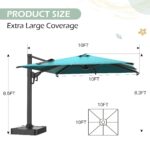 10 x 10 ft Square Offset Patio Umbrella, 360-Degree Rotation and 6-Level Tilt, Blue