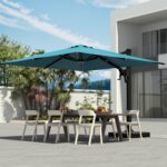10 x 10 ft Square Offset Patio Umbrella, 360-Degree Rotation and 6-Level Tilt, Blue