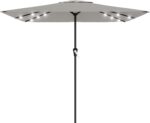 Rectangular Solar LED Patio Umbrella, 16-Light Vented Canopy with Crank Tilt
