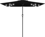 Rectangular Solar LED Patio Umbrella, 16-Light Vented Canopy with Crank Tilt - Rose Pink / 8 X 10 Ft
