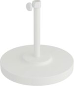 50 lb Round Concrete Patio Umbrella Base, White Steel Stand for 1.5 in Poles