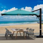10 x 10 ft Square Offset Patio Umbrella, 360-Degree Rotation and 6-Level Tilt, Blue
