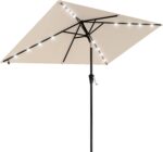 Rectangular Solar LED Patio Umbrella, 16-Light Vented Canopy with Crank Tilt - Apple Green / 8 X 10 Ft