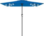Rectangular Solar LED Patio Umbrella, 16-Light Vented Canopy with Crank Tilt - Yellow / 9 Ft