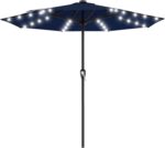 Rectangular Solar LED Patio Umbrella, 16-Light Vented Canopy with Crank Tilt - Yellow / 8 X 10 Ft