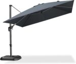 Square Cantilever Patio Umbrella, 360-Degree Rotating Offset Umbrella with Aluminum Frame