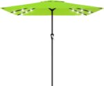 Rectangular Solar LED Patio Umbrella, 16-Light Vented Canopy with Crank Tilt - Dark Red / 9 Ft