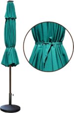 Solar LED Patio Umbrella, 80-Light Acrylic Market Umbrella with Crank and Tilt - Taupe / 10FT Triple Vents
