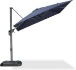 Square Cantilever Patio Umbrella, 360-Degree Rotating Offset Umbrella with Aluminum Frame - Turquoise Blue / 11 Feet / Standard