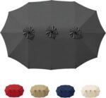 15 ft Replacement Canopy, 12-Rib Polyester Top Cover for Double-Sided Patio Umbrellas