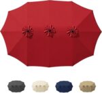 15 ft Replacement Canopy, 12-Rib Polyester Top Cover for Double-Sided Patio Umbrellas