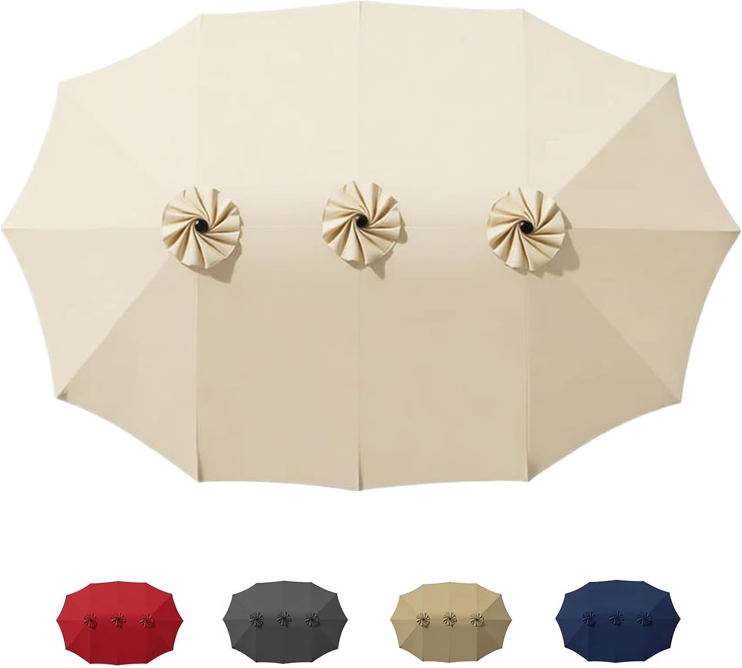 51W0xPqjnvL._AC_SL1500 15 ft Replacement Canopy, 12-Rib Polyester Top Cover for Double-Sided Patio Umbrellas - Beige