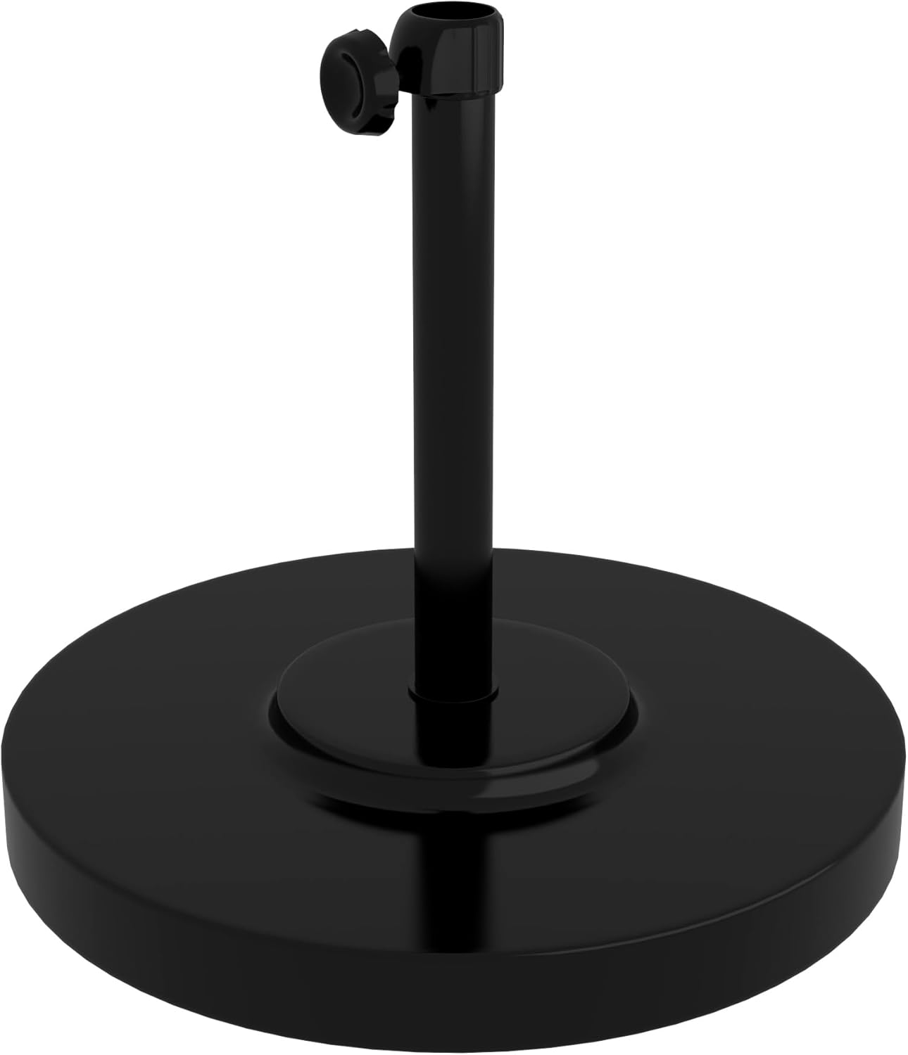 51bXWVTX20L._AC_SL1500 50 lb Round Concrete Patio Umbrella Base, White Steel Stand for 1.5 in Poles - White