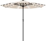 Rectangular Solar LED Patio Umbrella, 16-Light Vented Canopy with Crank Tilt - Royal Blue / 9 Ft