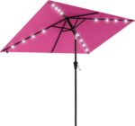 Rectangular Solar LED Patio Umbrella, 16-Light Vented Canopy with Crank Tilt
