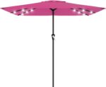 Rectangular Solar LED Patio Umbrella, 16-Light Vented Canopy with Crank Tilt - Lake Blue / 8 X 10 Ft