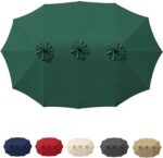 15 ft Replacement Canopy, 12-Rib Polyester Top Cover for Double-Sided Patio Umbrellas